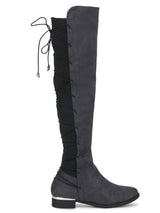Charcoal Micro Back Lace-up Golden Detail Long Boots