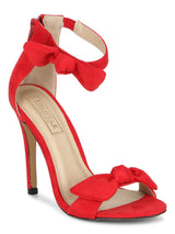 Red Bow Ankle Strap Stilettos