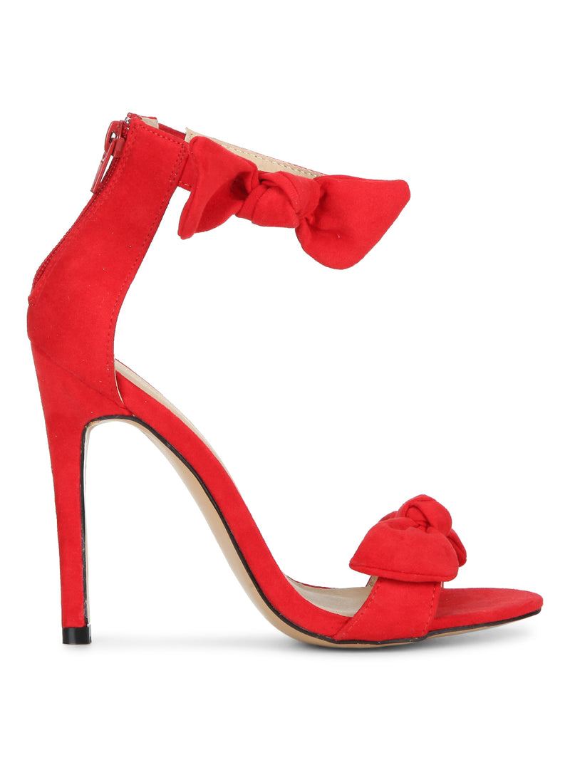 Red Bow Ankle Strap Stilettos