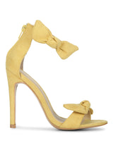 Yellow Bow Ankle Strap Stilettos