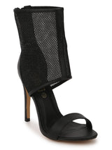 Black PU Perspex Sock Stilettos