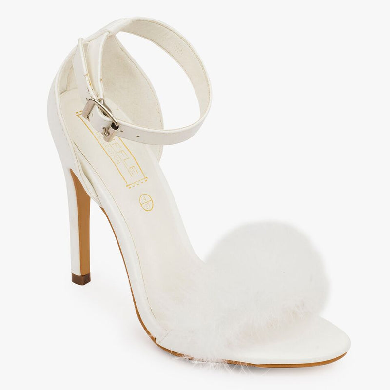 Fur toe strap high heels