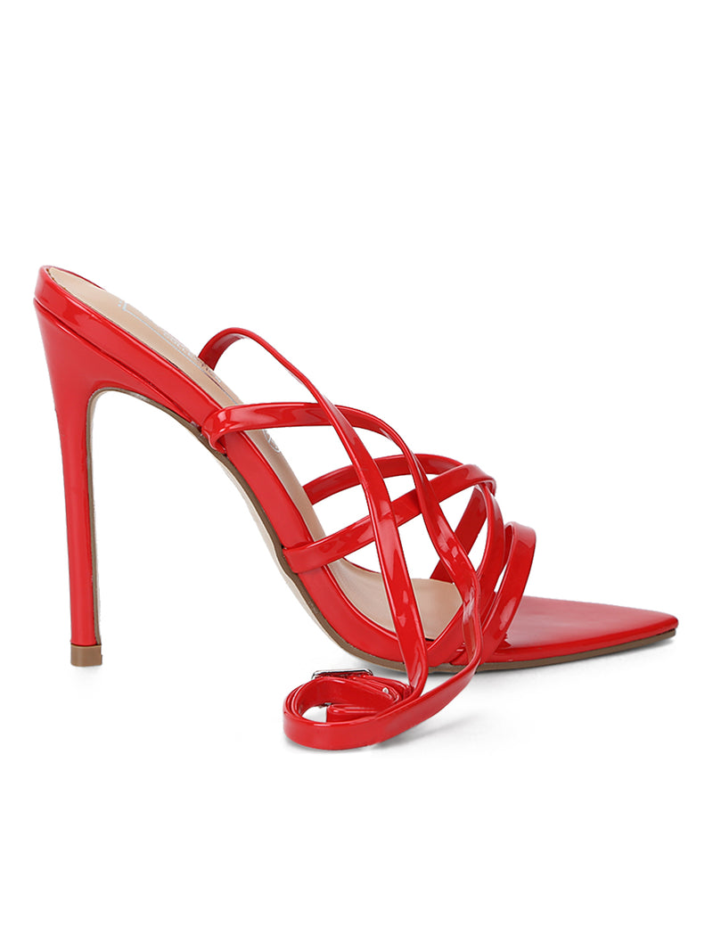 Red Patent Wraparound Stiletto Heels