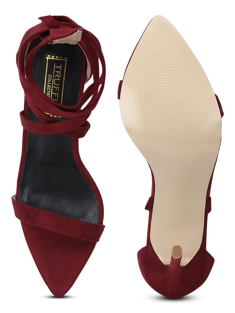 Berry Micro Lace-up Stiletto Heels