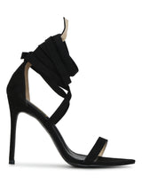 Black Micro Lace-up Stiletto Heels