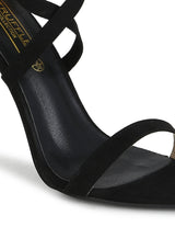 Black Micro Lace-up Stiletto Heels