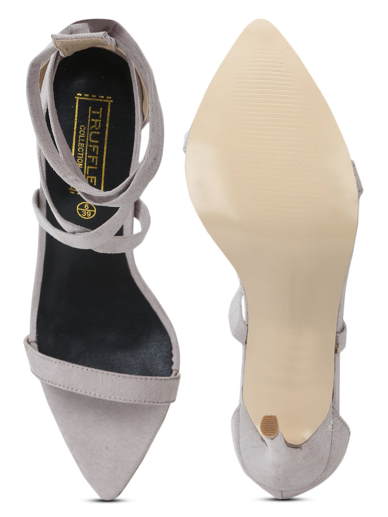 Dove Grey Micro Lace-up Stiletto Heels