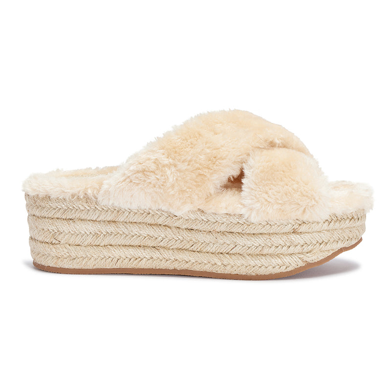 Fur cross over sandal