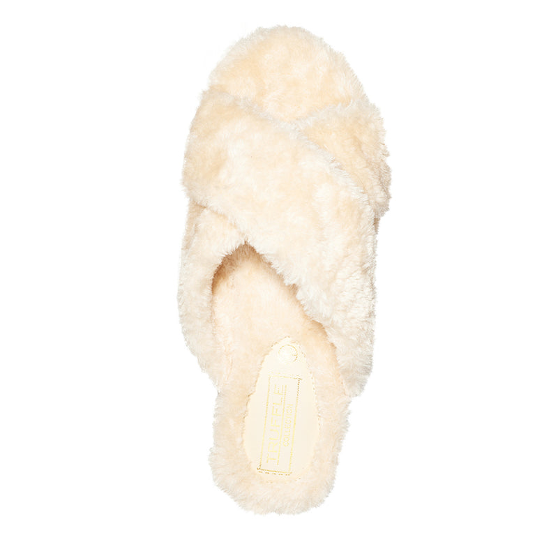 Fur cross over sandal