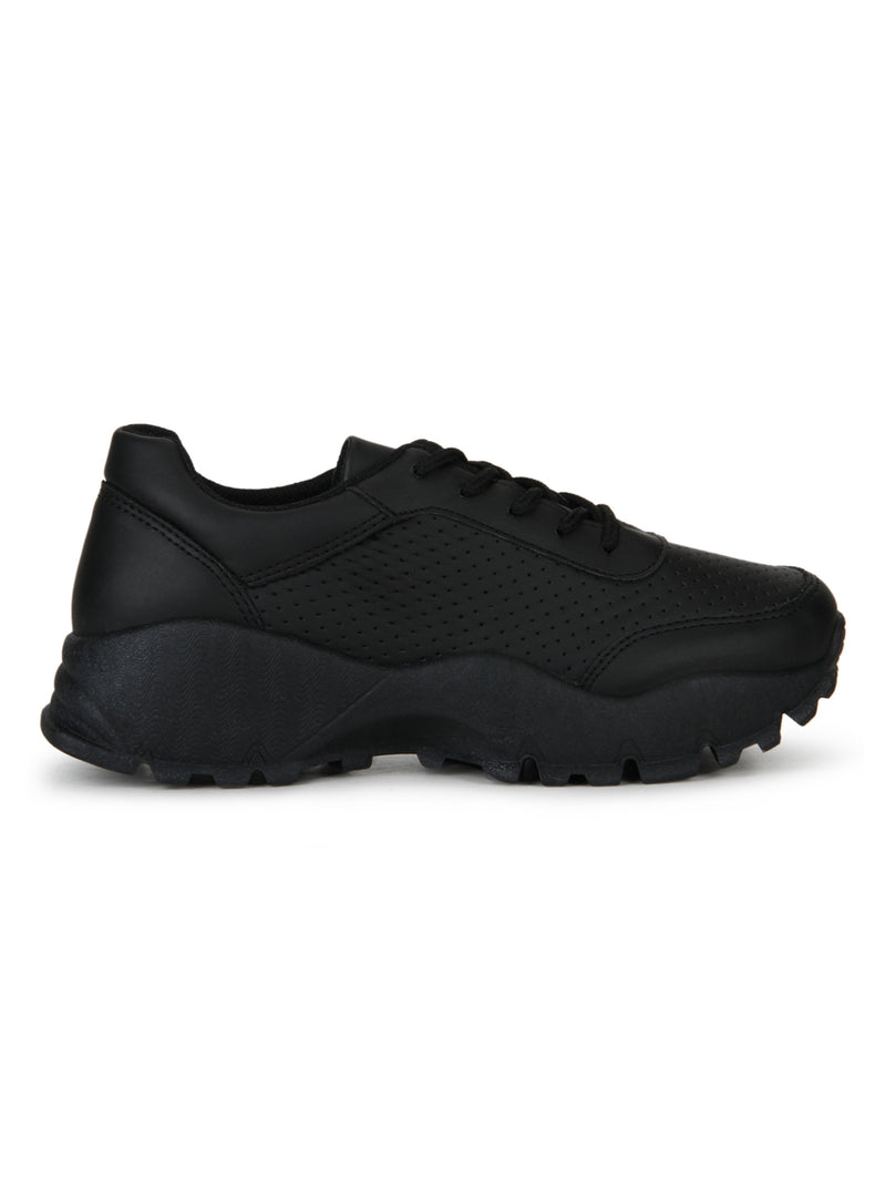 Black Cleated Lace-Up Trainers