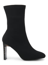 Black Lycra Slim Heel Ankle Boots