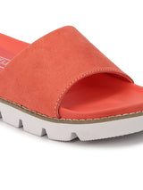 Coral Suede Cleated Slip-On Flats