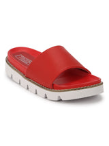 Red PU Cleated Slip-On Flats