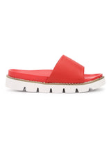 Red PU Cleated Slip-On Flats