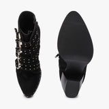 Black Faux Suede Stud Detail Ankle Boot