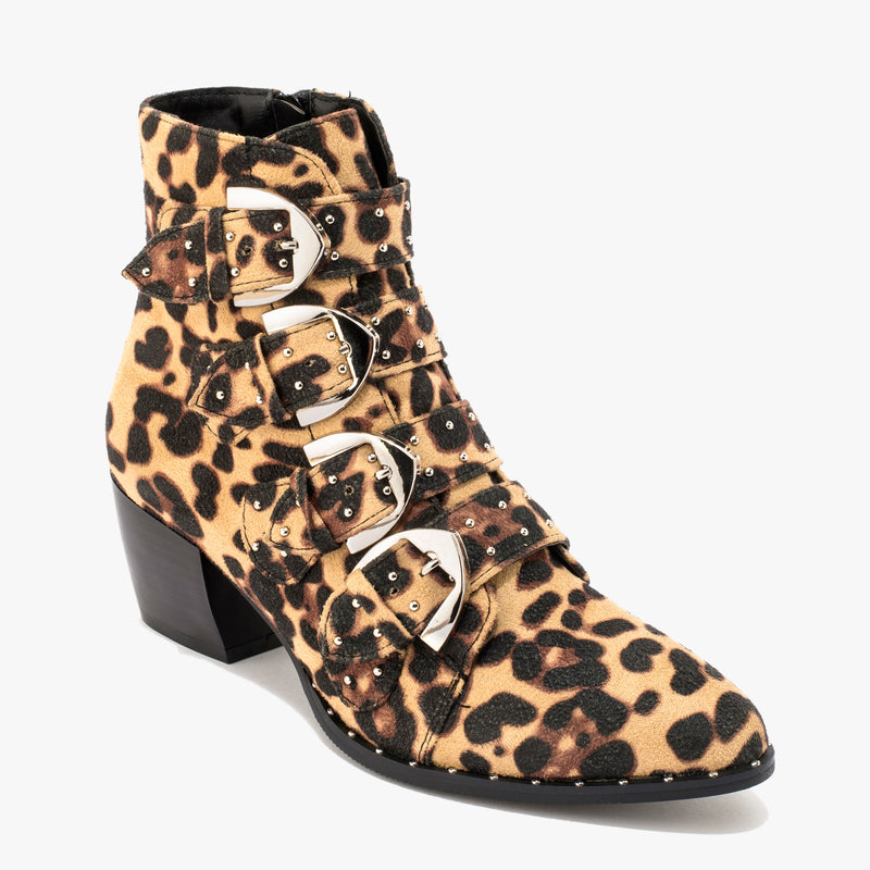 Leopard Stud Detail Ankle Boot