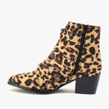 Leopard Stud Detail Ankle Boot