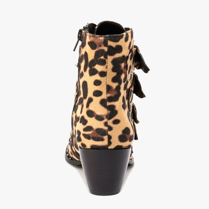 Leopard Stud Detail Ankle Boot