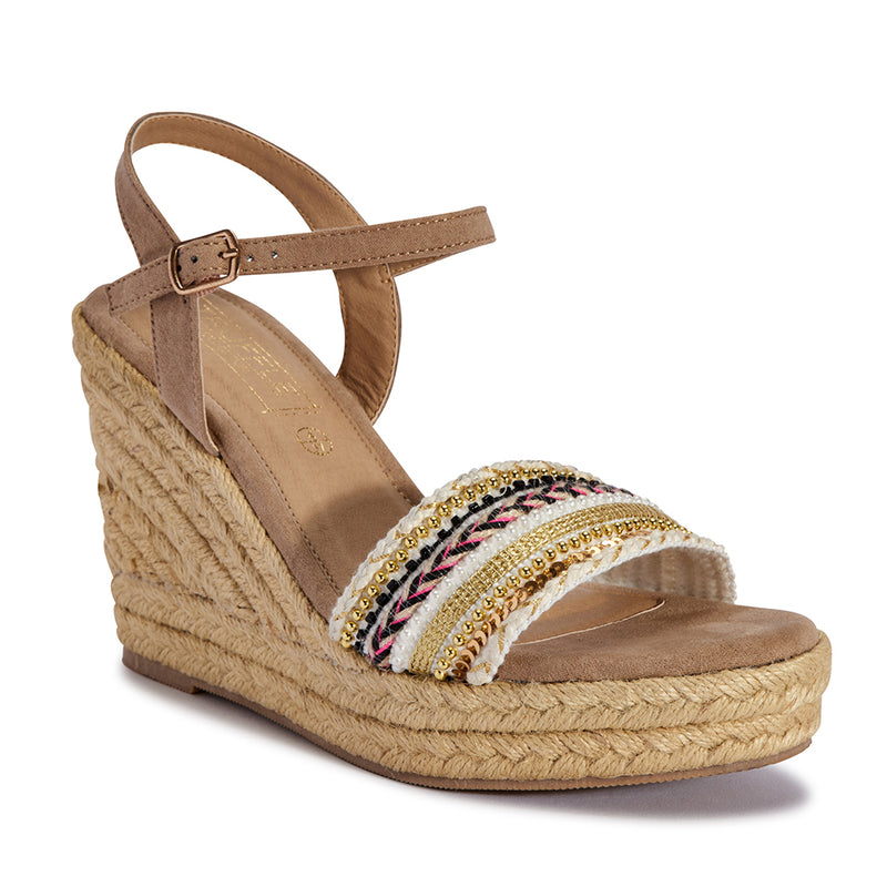 Wedge embelished heel sandal