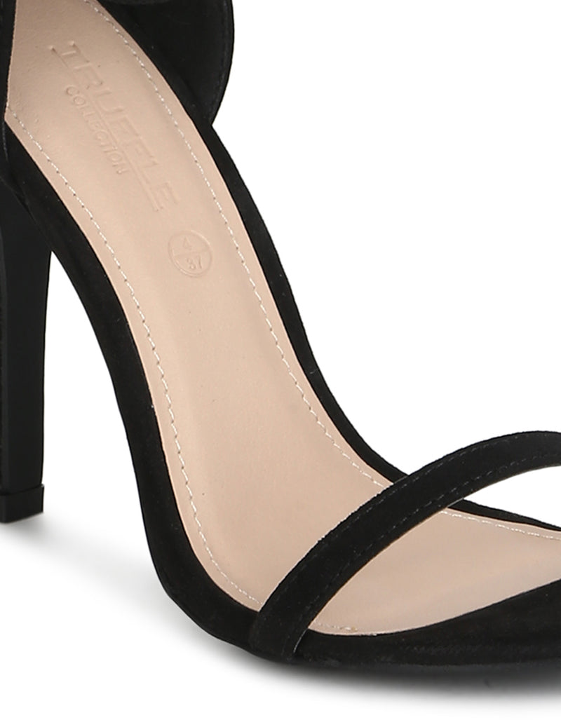 Black Micro Ankle Strap Barely There Stilettos