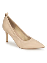 Nude PU Pointed Toe Pump Stilettos