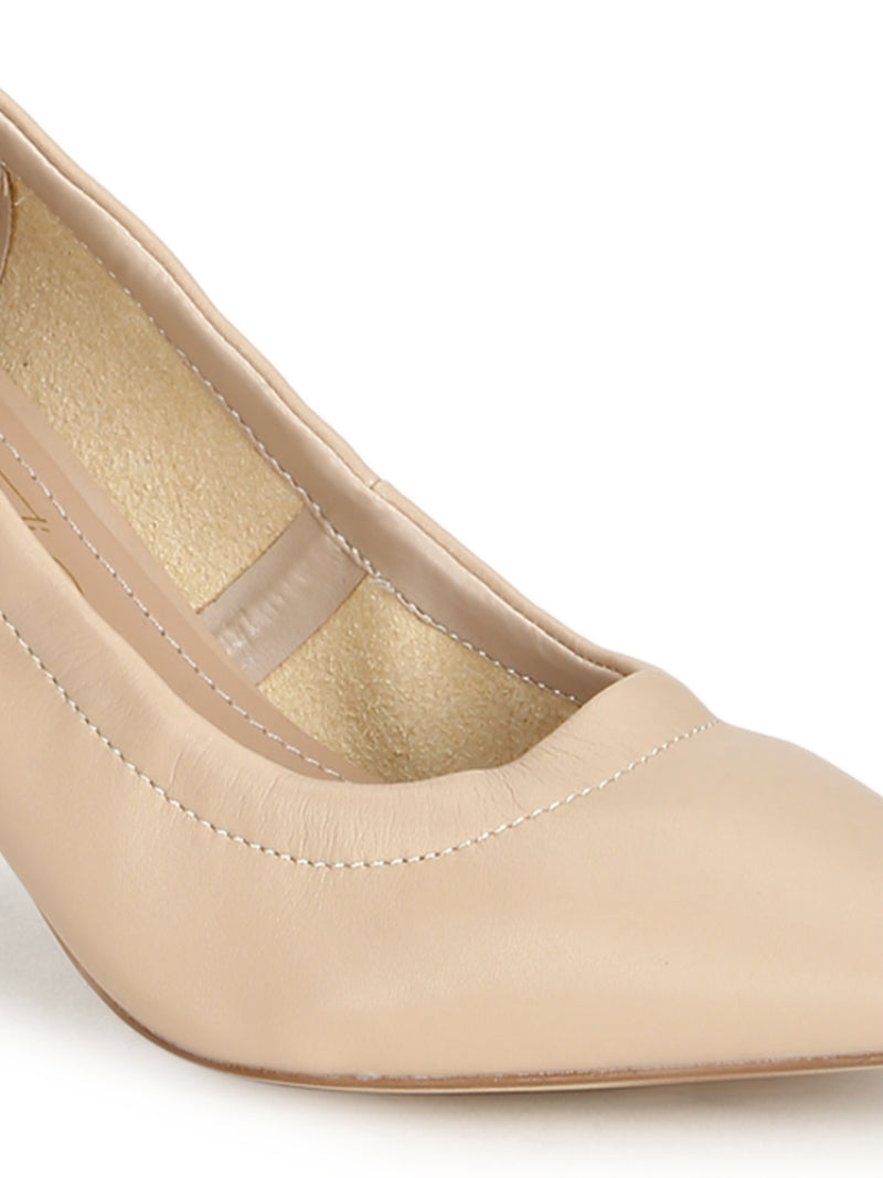 Nude PU Pointed Toe Pump Stilettos