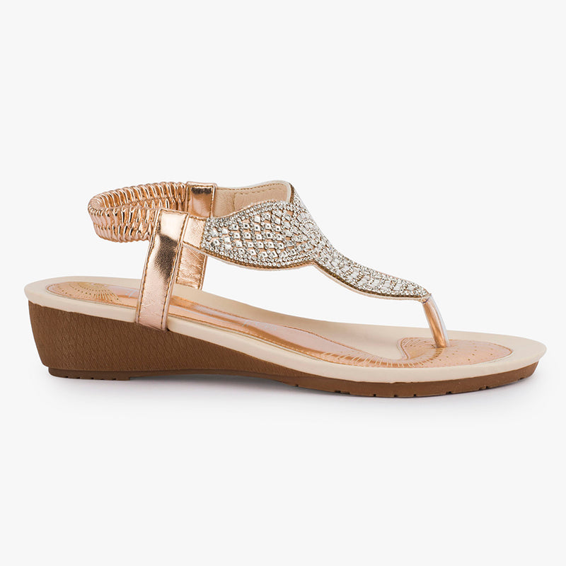 Wedge embellished heeled sandal