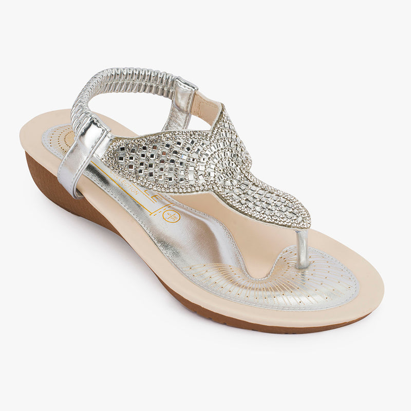 Wedge embellished heeled sandal