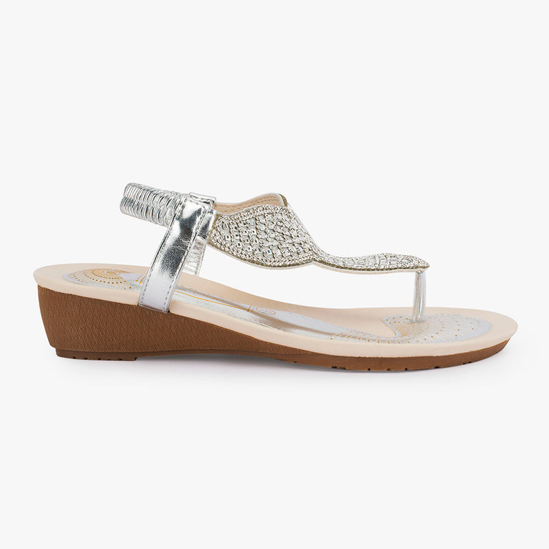Wedge embellished heeled sandal