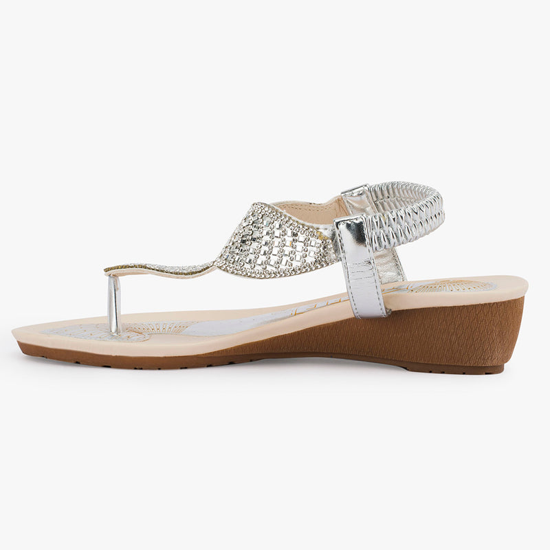 Wedge embellished heeled sandal