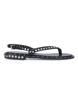 Black PU Studded Strap Slip-On Flats