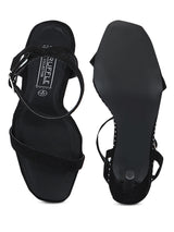Black Micro Studded Ankle Strap Stilettos