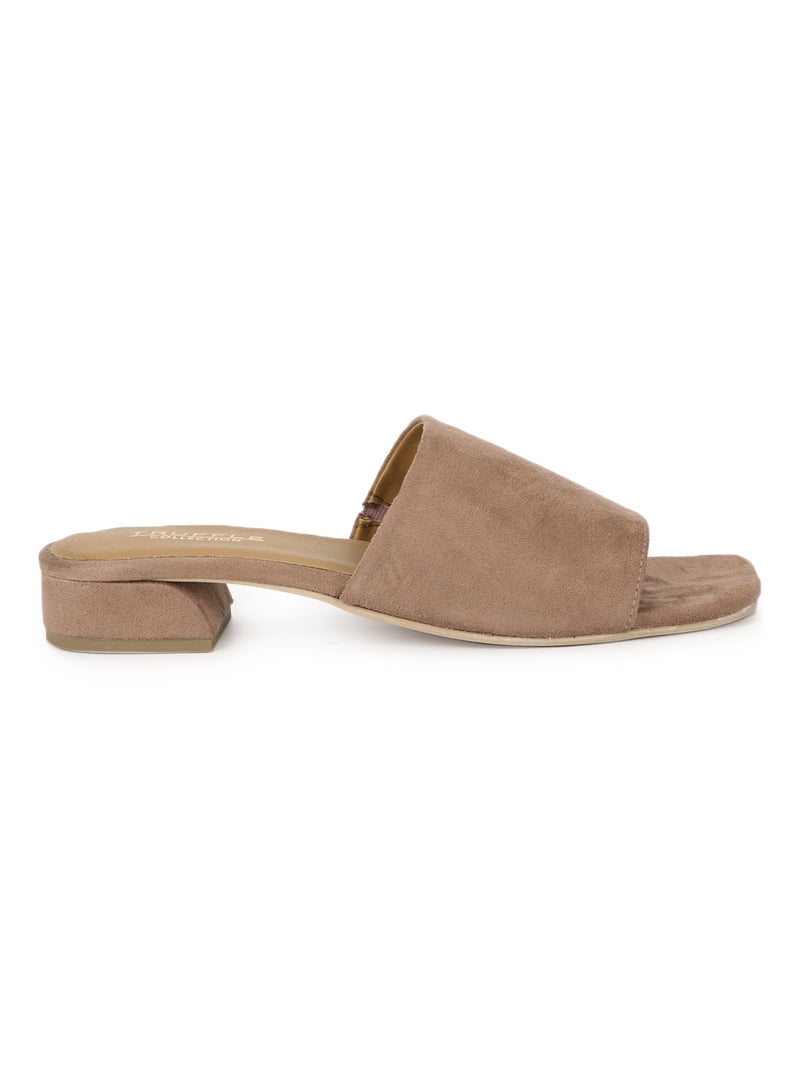 Nude Suede Low Heel Slip Ons