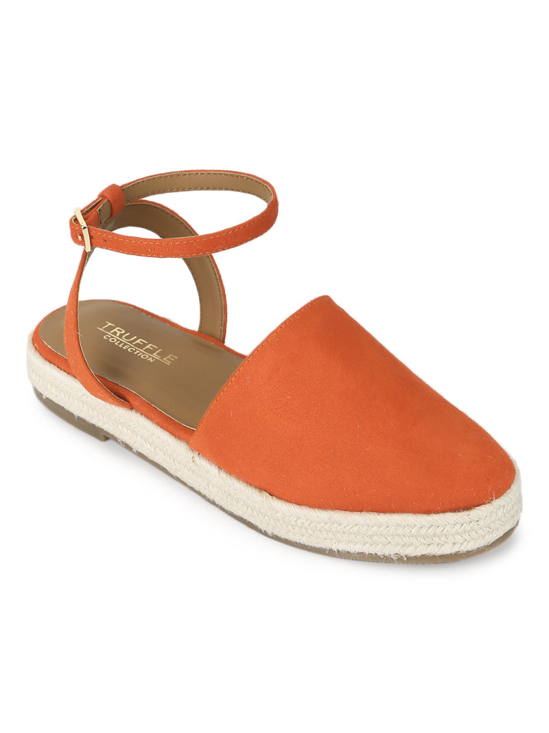 Orange Micro Flat Espadrille Sandals
