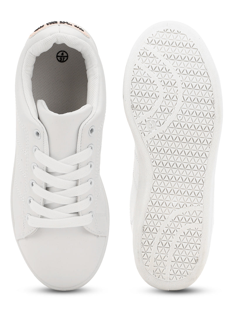 White PU Love it Lace-Up Sneakers