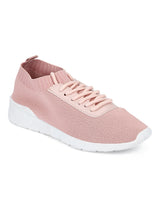 Blush PU Knit Cleated Lace-Up Sneakers