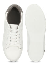 White Grey PU Lace-up Sneakers