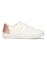 White Rose PU Gold Lace-up Sneakers