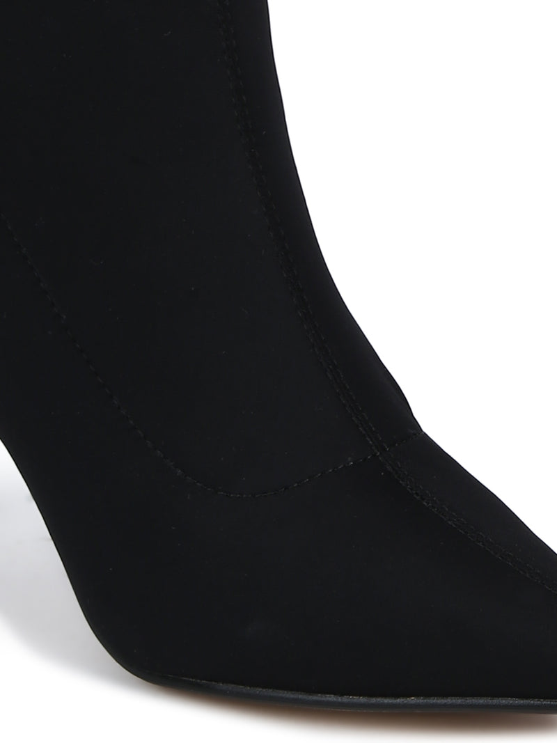 Black Lycra Sock Stiletto Ankle Boots