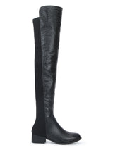 Black Croc Double Shade Thigh High Long Boots