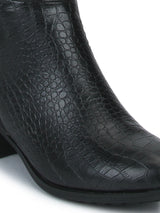 Black Croc Double Shade Thigh High Long Boots