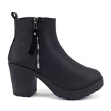 Faux Suede Cleated Zip-Up Ankle Boots