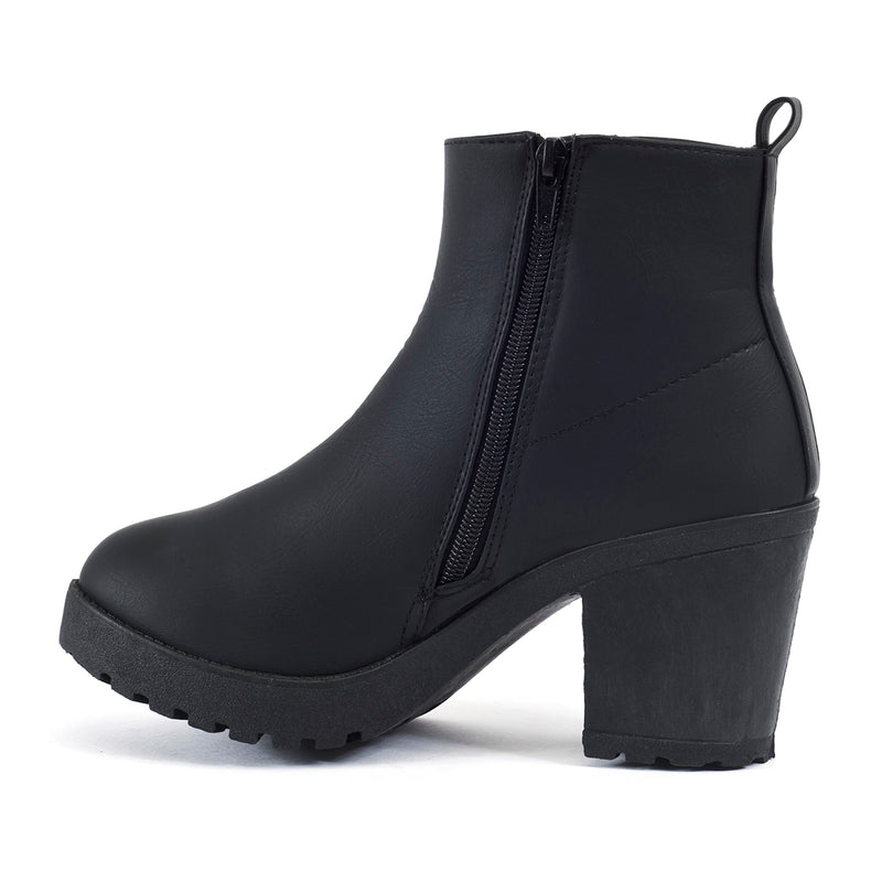 Faux Suede Cleated Zip-Up Ankle Boots