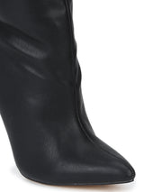 Black PU Stiletto Calf Length Long Boots