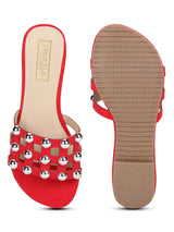 Red Micro Beaded Slip-On Flats
