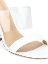 White Perspex Two- Part Slip-on Block Heels