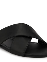 Black PU Crossover Slip-On Flats