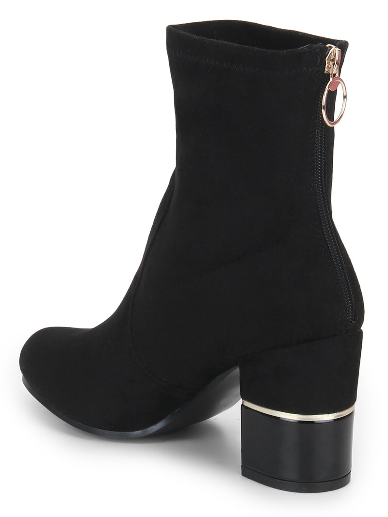 Black Micro Block Heel Ankle Boots