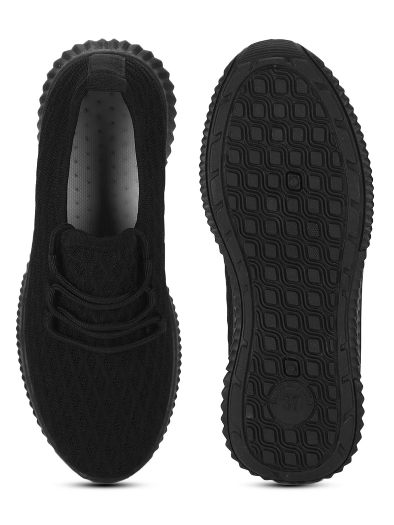 Black Knitted Slip On Sneakers