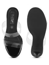 Black Patent Perspex Clear Stiletto Mules